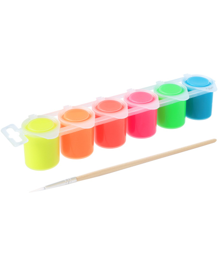 Guašas PRIMO, 6 fluorescencinės spalvos x 25 ml, su teptuku