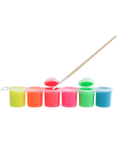 Guašas PRIMO, 6 fluorescencinės spalvos x 25 ml, su teptuku