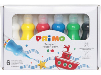 Guašas ergonomiškuose buteliukuose PRIMO, 6 spalvos x 50 ml
