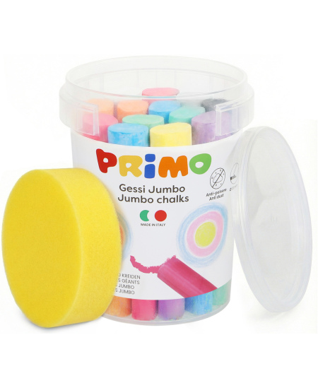Kreida piešti ant asfalto PRIMO Jumbo, 7 spalvų, 18 vnt., su kempine