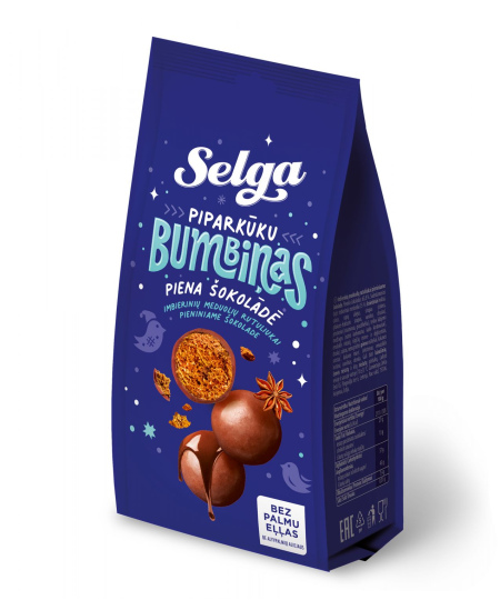 Imbierinių sausainių rutuliukai SELGA, pieniniame šokolade, 150 g