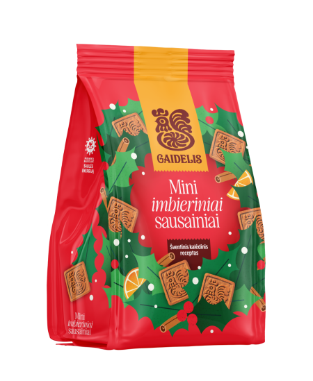 Imbieriniai mini sausainiai GAIDELIS, apelsinų skonio 380 g
