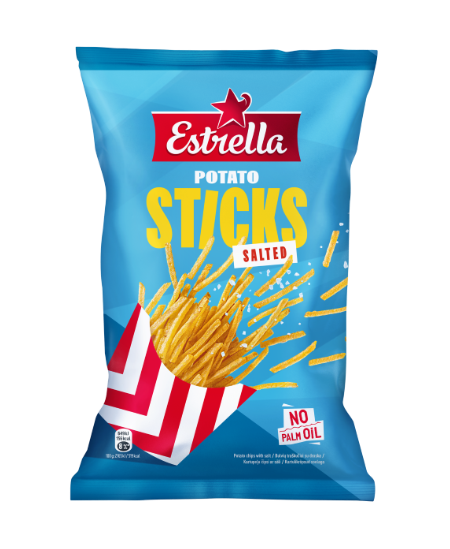 Bulvių traškučiai ESTRELLA STICKS su druska, 70g