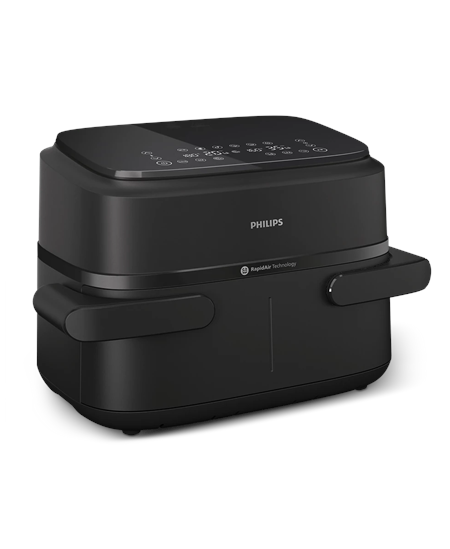 Philips Airfryer Dual Basket | NA150/00 1000 Series | Power 2450 W | Capacity 7 L | RapidAir Plus | Black