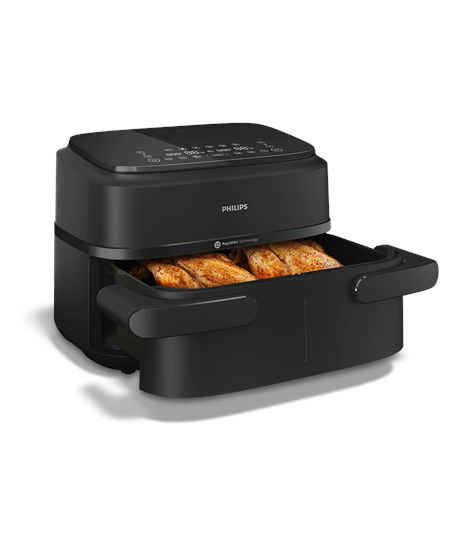 Philips Airfryer Dual Basket | NA150/00 1000 Series | Power 2450 W | Capacity 7 L | RapidAir Plus | Black