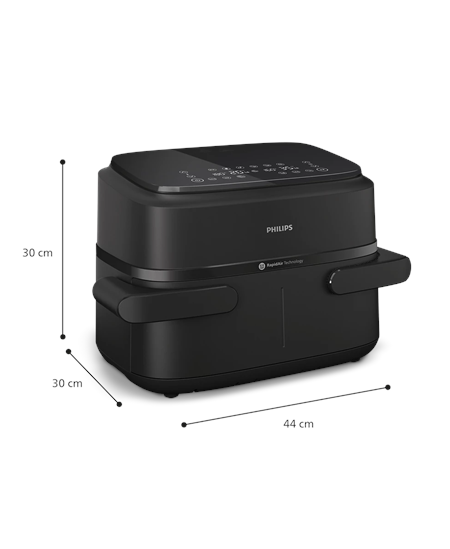 Philips Airfryer Dual Basket | NA150/00 1000 Series | Power 2450 W | Capacity 7 L | RapidAir Plus | Black