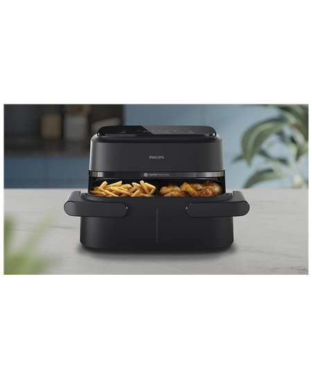 Philips Airfryer Dual Basket | NA150/00 1000 Series | Power 2450 W | Capacity 7 L | RapidAir Plus | Black