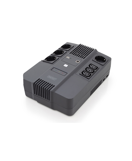 Digitus | All-in-One UPS | All-in-One UPS, 800VA/480W, LED 12V/9Ah x1, 4x CEE 7/7,3x IEC C13, USB, RJ45 | 800 VA | 480 W
