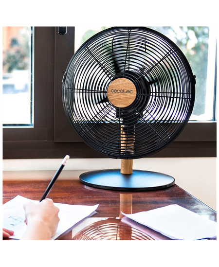 Cecotec EnergySilence 600 WoodDesk | Desktop Fan | Table Fan | 40 W | Diameter 30 cm | Number of speeds 3 | Oscillation | Beige/