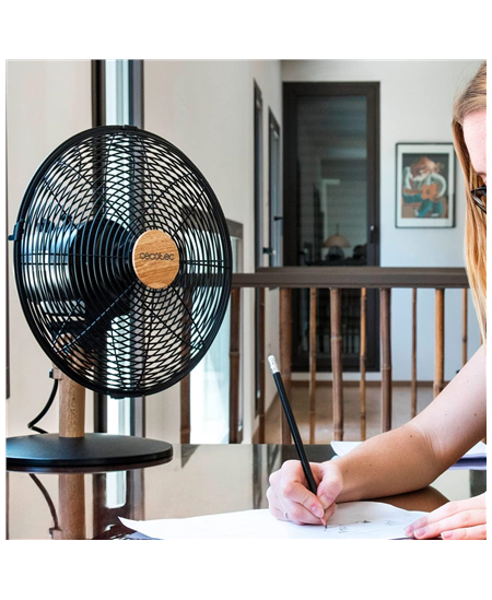 Cecotec EnergySilence 600 WoodDesk | Desktop Fan | Table Fan | 40 W | Diameter 30 cm | Number of speeds 3 | Oscillation | Beige/