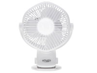 Adler Rechargeable fan with clip | AD 7335 | Table Fan | 6 W | Diameter 12.7 cm | Number of speeds 3 | Oscillation | White