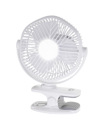 Adler Rechargeable fan with clip | AD 7335 | Table Fan | 6 W | Diameter 12.7 cm | Number of speeds 3 | Oscillation | White