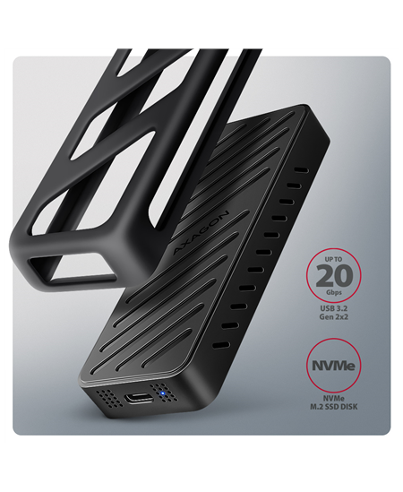 AXAGON USB-C 20Gbps - M.2 NVMe SSD ARMORED Box | EEM2-20G