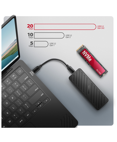 AXAGON USB-C 20Gbps - M.2 NVMe SSD ARMORED Box | EEM2-20G