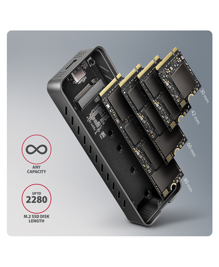 AXAGON USB-C 20Gbps - M.2 NVMe SSD ARMORED Box | EEM2-20G