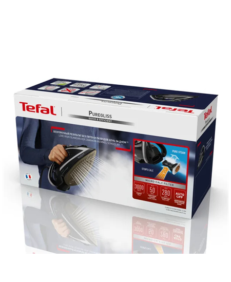 TEFAL | FV8062 Puregliss | Steam Iron | 3000 W | Water tank capacity 0.27 ml | Continuous steam 50 g/min | Steam boost performan