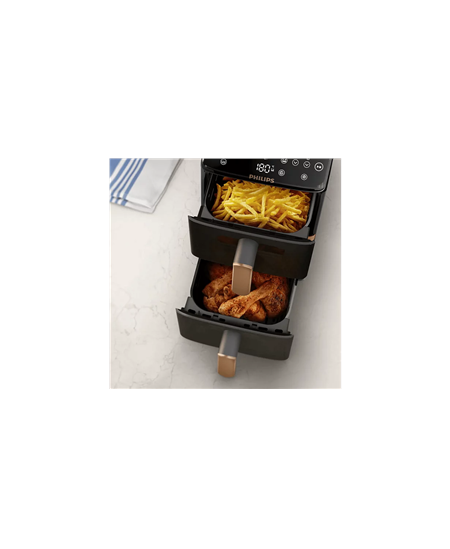 Philips Airfryer, Dual Basket | NA462/80 4000 Series | Capacity 10 L | Power 2750 W | RapidAir | Silk White/Beige