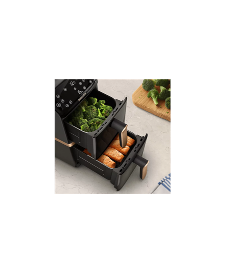 Philips Airfryer, Dual Basket | NA462/80 4000 Series | Capacity 10 L | Power 2750 W | RapidAir | Silk White/Beige