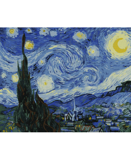 Tapyba pagal skaičius: ŽVAIGŽDĖTA NAKTIS Vincentas van Gogas 40x50 dėžutėje