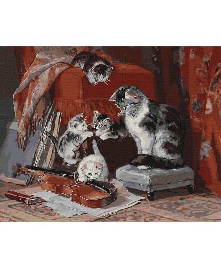 Tapyba pagal skaičius: MAŽIEJI MUZIKANTAI  Henriette Ronner-Knip 40x50 dėžutėje