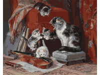 Tapyba pagal skaičius: MAŽIEJI MUZIKANTAI  Henriette Ronner-Knip 40x50 dėžutėje