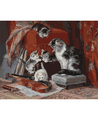 Tapyba pagal skaičius: MAŽIEJI MUZIKANTAI  Henriette Ronner-Knip 40x50 dėžutėje