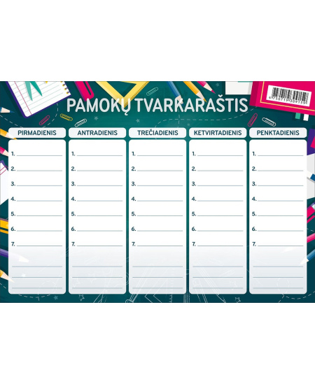 Pamokų tvarkaraštis, A5, 200 gsm