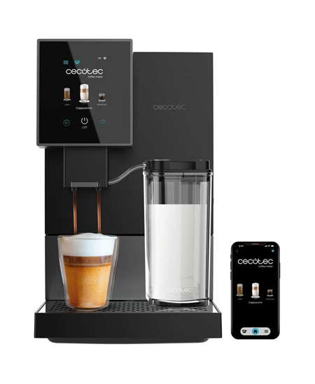 Cecotec Coffee Maker | Cremmaet Compactccino Connected | Pump pressure 19 bar | Built-in milk frother | Super-automatic | Black