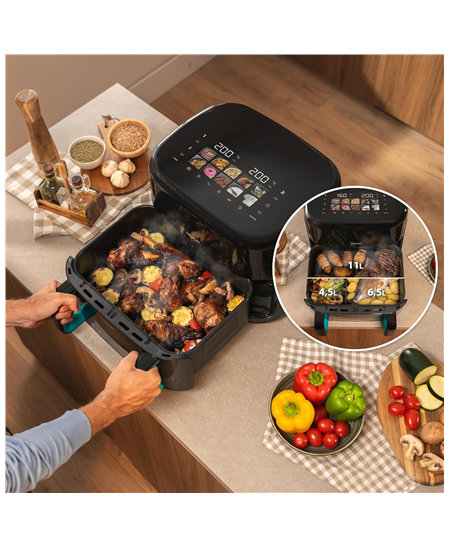 Cecotec Double hot air fryer | Cecofry&Grill Smokin'Prime 11000 | Power 2800 W | Capacity 11 L | Black