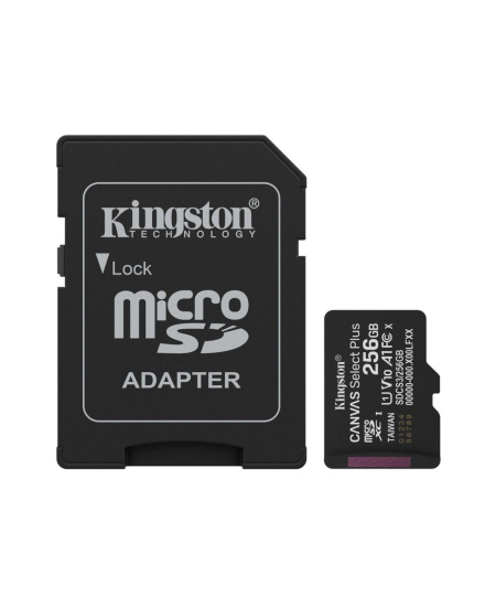 Kingston Canvas Select Plus | 256 GB | microSD | Flash memory class Class 10, UHS-I, U1/U3, video class 10/30, A1