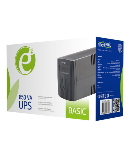 EnerGenie EG-UPS-B850 "Basic 850" UPS, Shuko output sockets 850 VA, 510 W, 220V±25% V, AC 220V±10% V