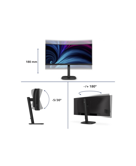Philips | 34B2U3600C/00 | 34 " | VA | 21:9 | 60 Hz | 4 ms | 3440 x 1440 pixels | 300 cd/m² | HDMI ports quantity 1 | Black