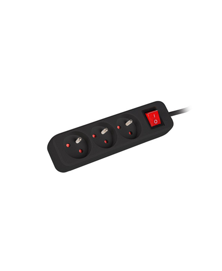 Lanberg Cable Power Strip, 3X French Outlets with Switch, Quality-Grade Copper, 1.5 m | PS1-03E-0150-BK