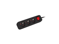 Lanberg Cable Power Strip, 3X French Outlets with Switch, Quality-Grade Copper, 1.5 m | PS1-03E-0150-BK