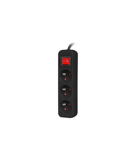 Lanberg Cable Power Strip, 3X French Outlets with Switch, Quality-Grade Copper, 1.5 m | PS1-03E-0150-BK
