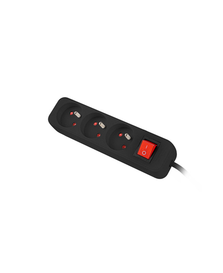 Lanberg Cable Power Strip, 3X French Outlets with Switch, Quality-Grade Copper, 1.5 m | PS1-03E-0150-BK