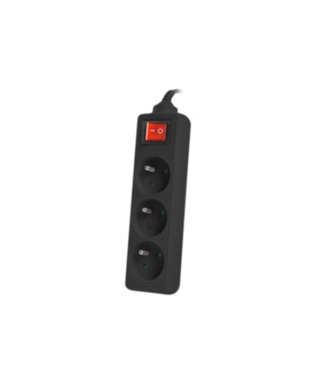 Lanberg Cable Power Strip, 3X French Outlets with Switch, Quality-Grade Copper, 1.5 m | PS1-03E-0150-BK