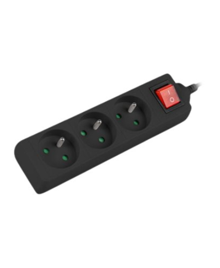 Lanberg Cable Power Strip, 3X French Outlets with Switch, Quality-Grade Copper, 1.5 m | PS1-03E-0150-BK