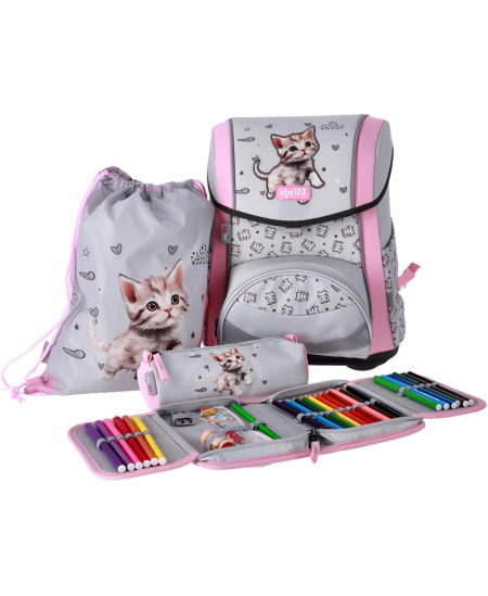Kuprinė su priedais ABC123 Ergo "Premium Cat", 4 dalių