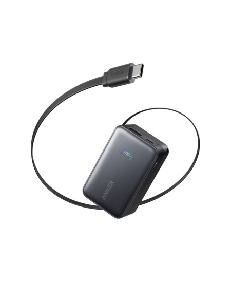 Anker Nano Power Bank 45W with Built-In Retractable USB-C Cable | A1638H11 | 10000 mAh | Black