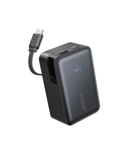 Anker Nano Power Bank 45W with Built-In Retractable USB-C Cable | A1638H11 | 10000 mAh | Black