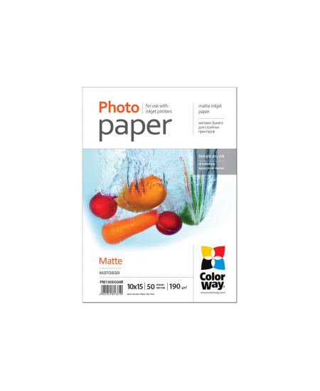 ColorWay Matte Photo Paper, 50 sheets, 10x15, 190 g/m²