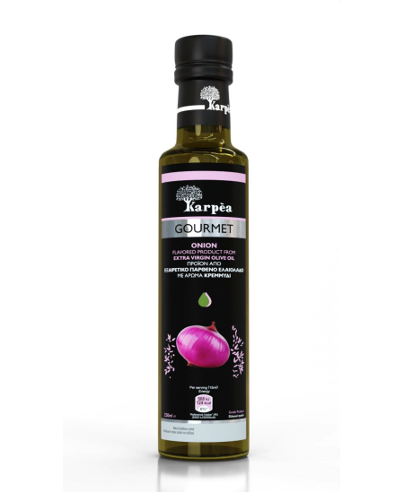 Alyvuogių aliejus KARPEA, Gourmet, extra virgin, svogūnų skonio, 250 ml