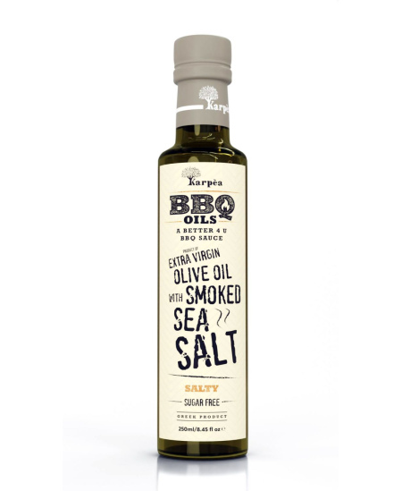 Alyvuogių aliejus KARPEA, BBQ, extra virgin, su rūkyta jūros druska, 250 ml