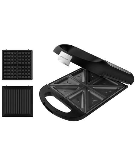Cecotec Sandwich Maker | Rock'nToast Family 3in1 | 1500 W | Number of plates 3 | Black
