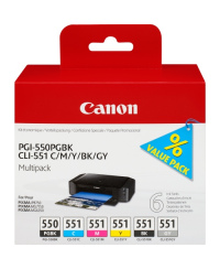 Canon PGI-550/CLI-551 (6496B005) Rašalinių kasečių komplektas, PGBK/C/M/Y/BK/GY
