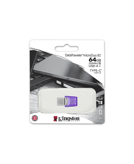 Kingston | DataTraveler | DT Micro Duo 3C | 64 GB | USB Type-C/Type-A | Purple