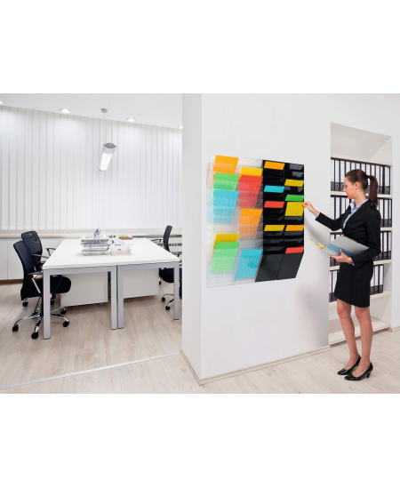 Sieninis bukletų laikiklis DURABLE FLEXIBOXX, A4, vertikalus, 12xA4, juodas