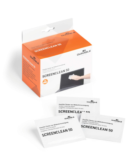 Drėgnos valymo servetėlės ekranams DURABLE, 50 vnt.