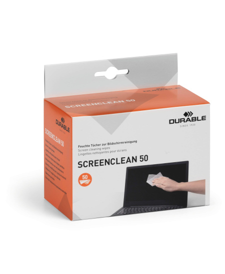 Drėgnos valymo servetėlės ekranams DURABLE, 50 vnt.